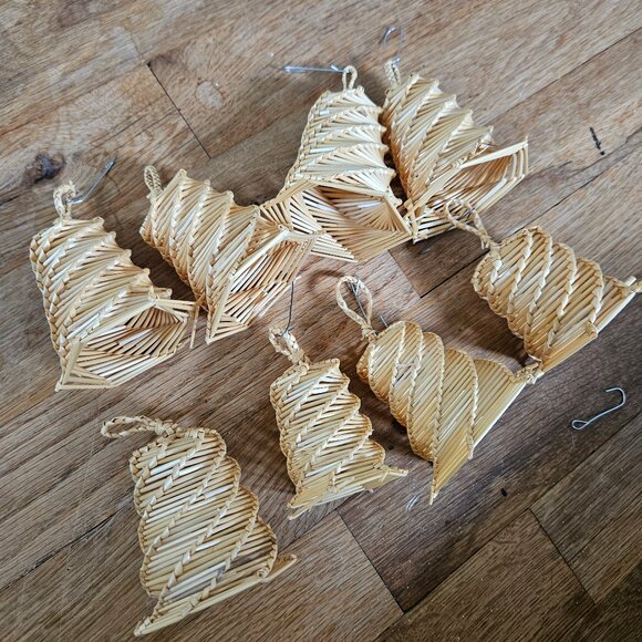 Vintage Braided Straw CHristmas Ornament Bells Scandinavian Eastern European 8 - Picture 2 of 4